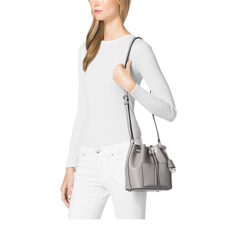 Michael Kors Greenwich Saffiano Leather Bucket Bag grey with .